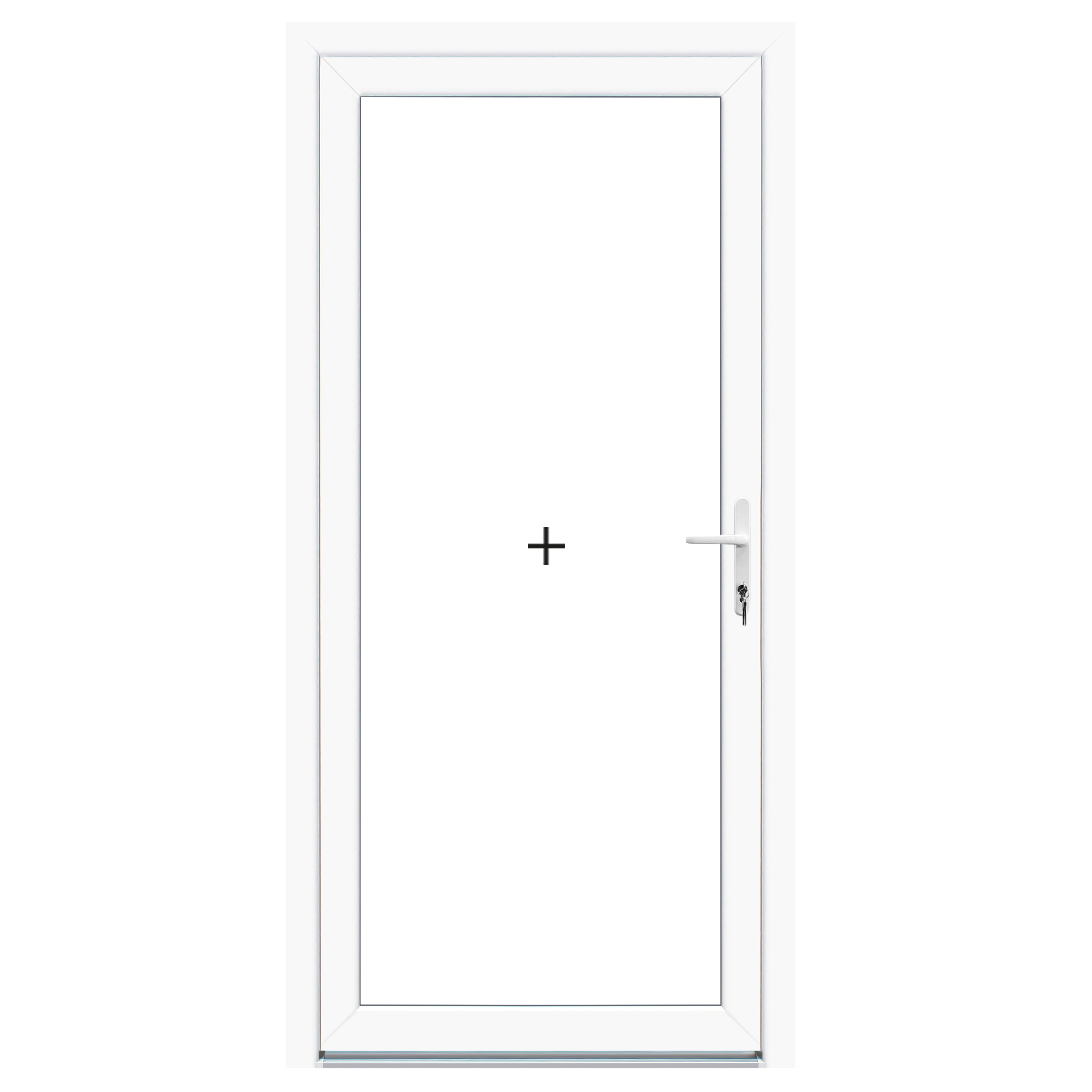 KF00 üveges (Víztiszta), 100x210 cm, műanyag bejárati ajtó, jobbos, befele nyíló